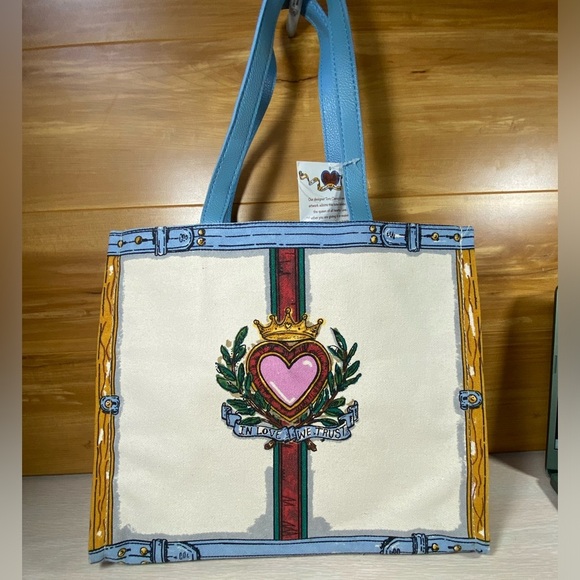 Brighton Handbags - NWT Brighton In Love We Trust Queen of Hearts Print Canvas Shoulder Purse Tote